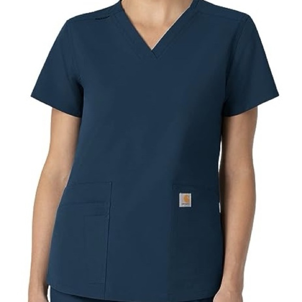 NWOT Carhartt Force Essentials V Neck Navy Scrub Top Womens Sz S